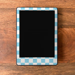 Baby Blue Checkered Kindle Skin