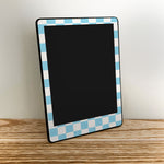 Baby Blue Checkered Kindle Skin