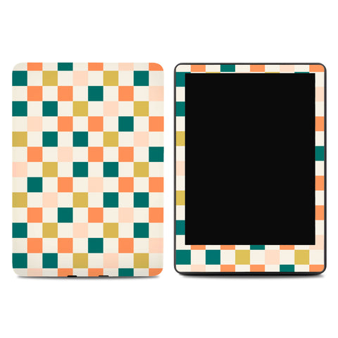 Retro Green Checkered Kindle Skin