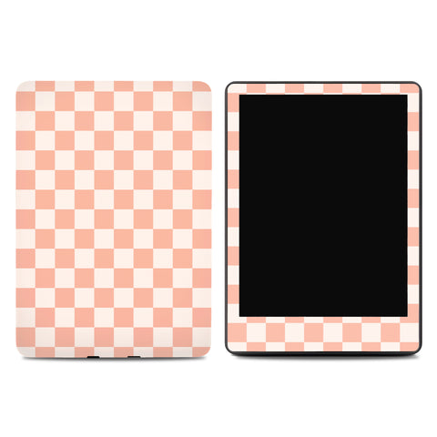 Peach Checkered Kindle Skin