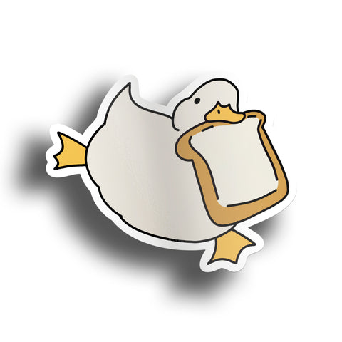 Duck Running Away With Bread Sticker