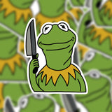 Frog Holding Knife Sticker