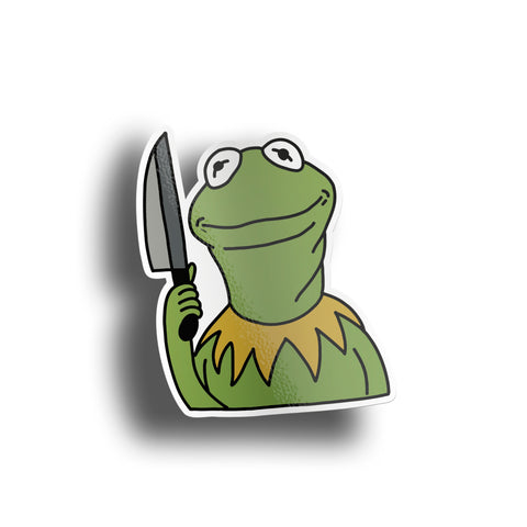Frog Holding Knife Sticker