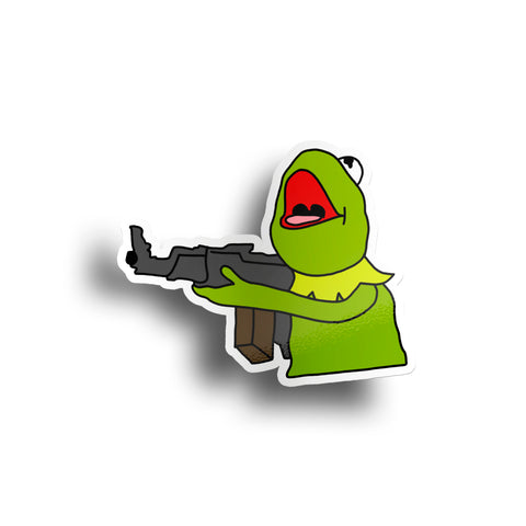 Frog Holding a Gun Sticker